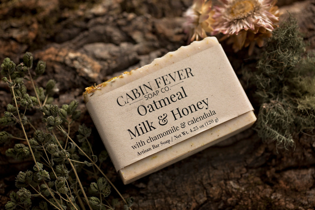 Oatmeal, Coconut Milk & Honey - Natural bar soap with no scent added for sensitive, dry, & irritated skin