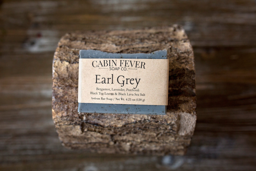 Earl Grey with Activated Charcoal & Black Tea Leaves - Natural bar soap with essential oils